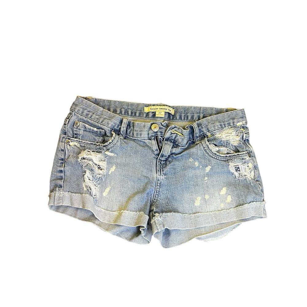 Vintage Forever 21 Women’sY2K Low Rise Denim Shorts Size 27” Waist